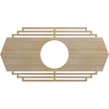 Ekena Millwork Chrysler Wood Fretwork Pierced Ceiling Medallion, Hickory, 18"W x 9"H x 4 3/4"ID x 3/8"T CMWP18X09X0375CSHI
